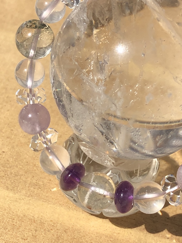 女性向け精神バランス調和✳︎ラベンダー翡翠&ラベンダーアメジスト&ミルキークォーツ ブレスレット