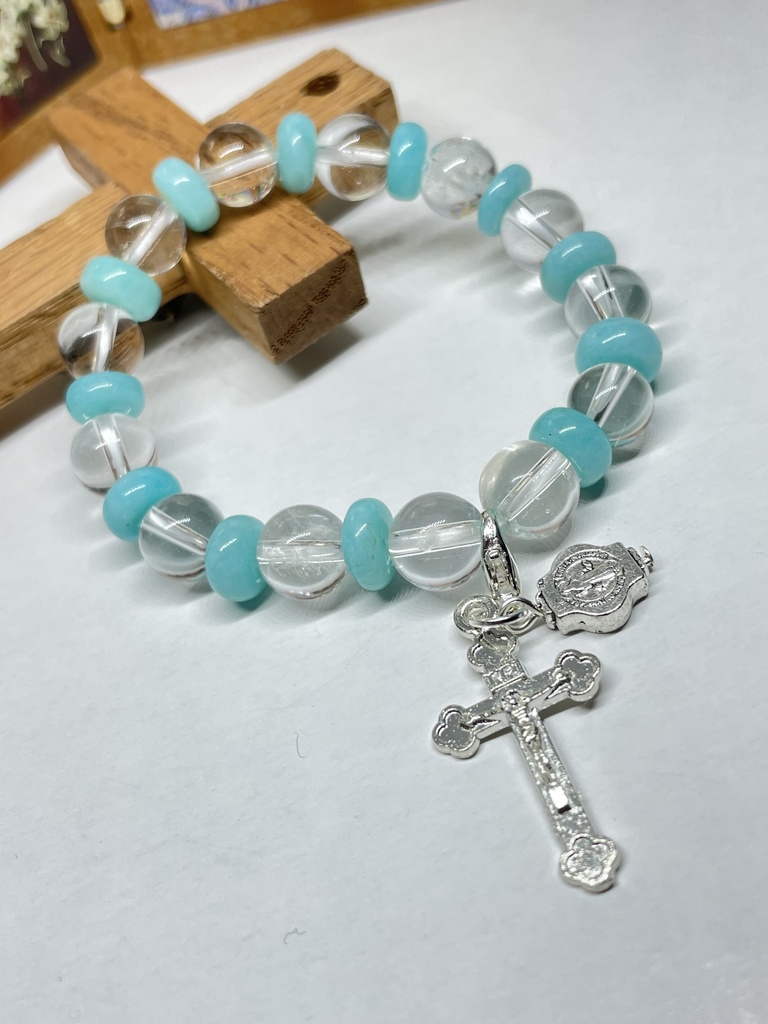 ロザリオブレスレット✳︎聖ベネディクトメダイ&キリスト十字架