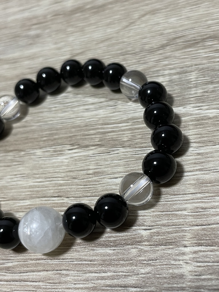 男女 ムーンストーン オニキス ブレスレット