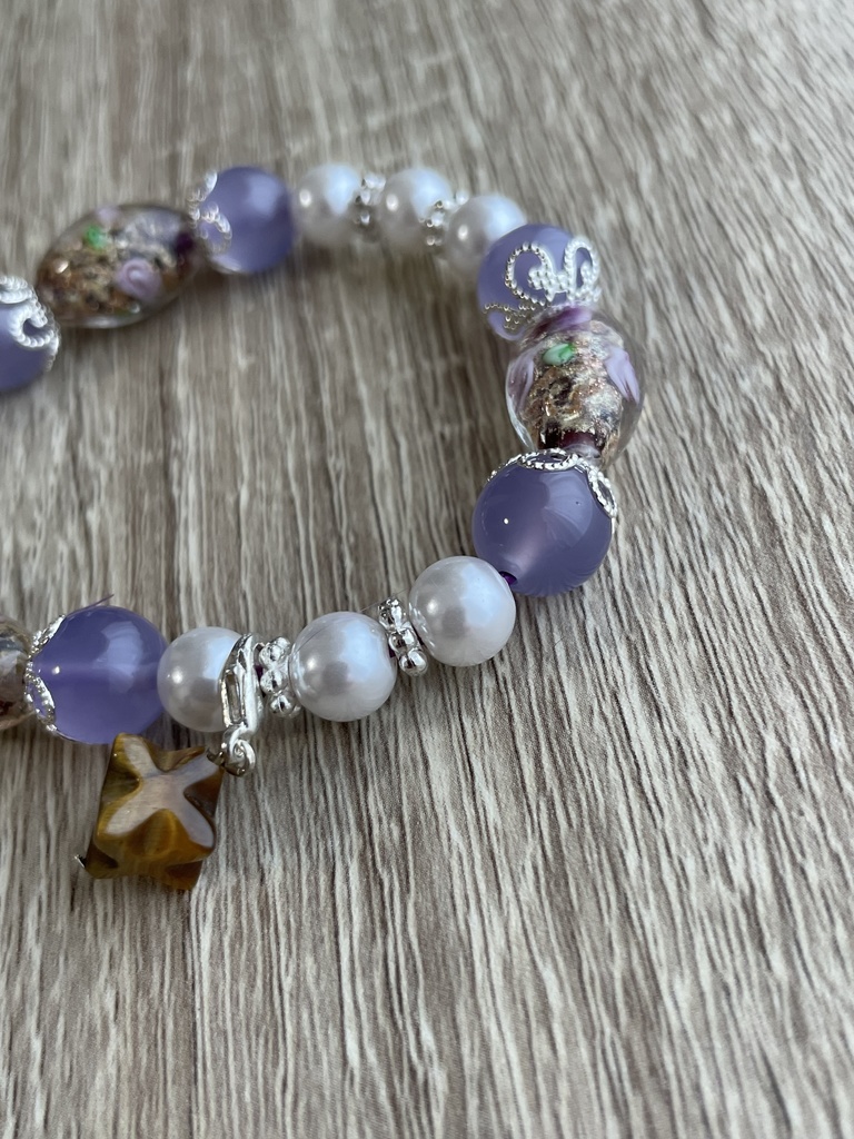 花柄 おしゃれブレスレット チャーム付き