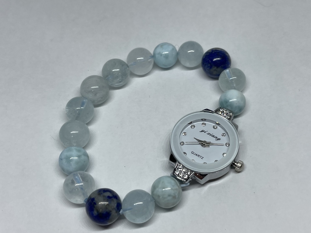 天然石 腕時計 ラリマー&ラピスラズリ&アクアマリン