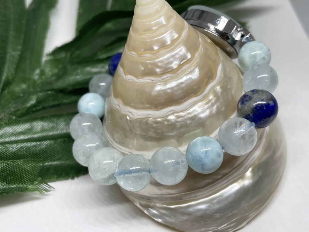 天然石 腕時計 ラリマー&ラピスラズリ&アクアマリン