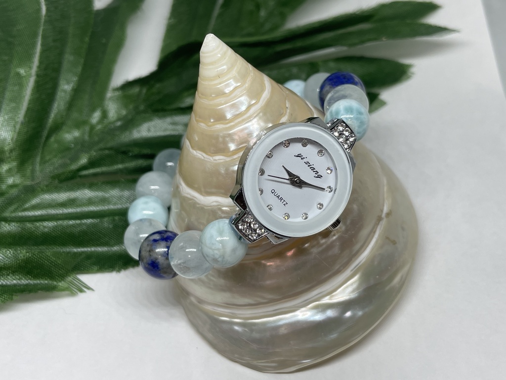 天然石 腕時計 ラリマー&ラピスラズリ&アクアマリン