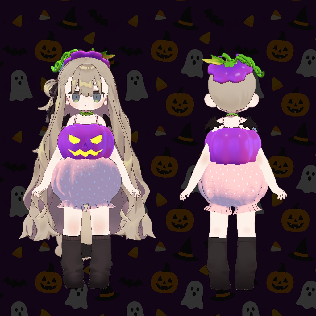 【3D衣装】Chibi Halloween Pumpkin【まめふれんず、Wormiesock kid対応】
