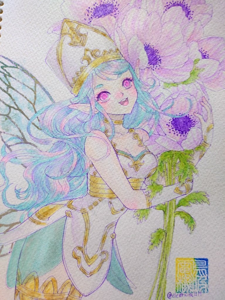 【水彩イラスト】リナリア/アネモネ