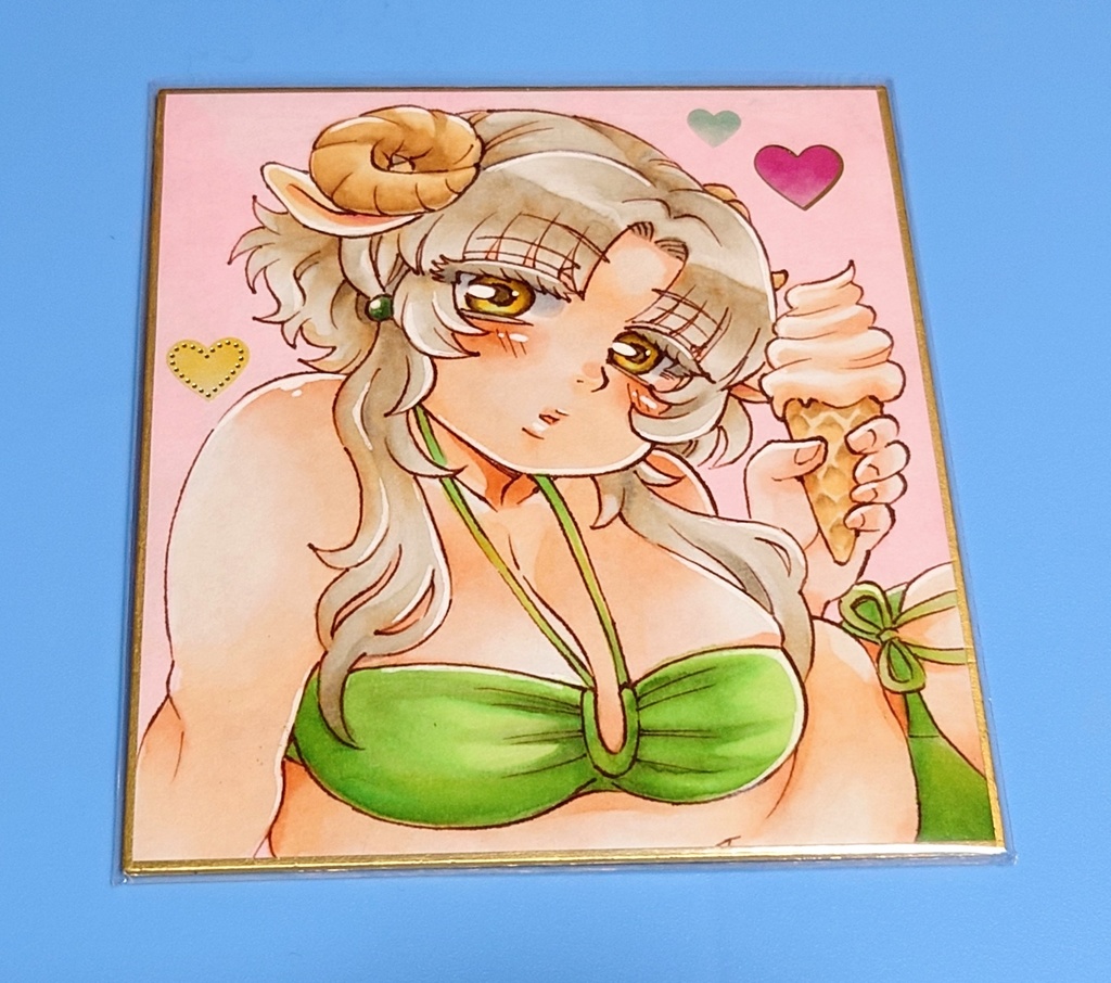 【創作】羊看板娘色紙【原画一点もの】