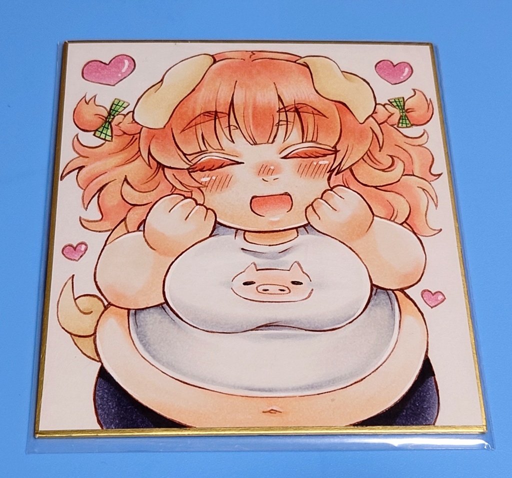 【創作】豚耳看板娘色紙【原画一点もの】