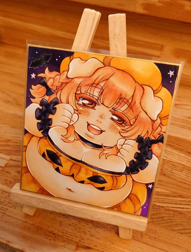 【創作】豚耳看板娘色紙【原画一点もの】