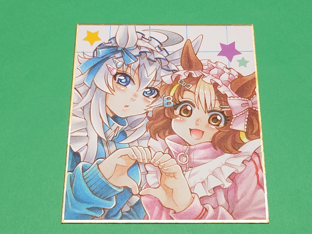 【ウマ娘】ジャージメイドオグリキャップ&ベルノライト色紙【原画1点もの】