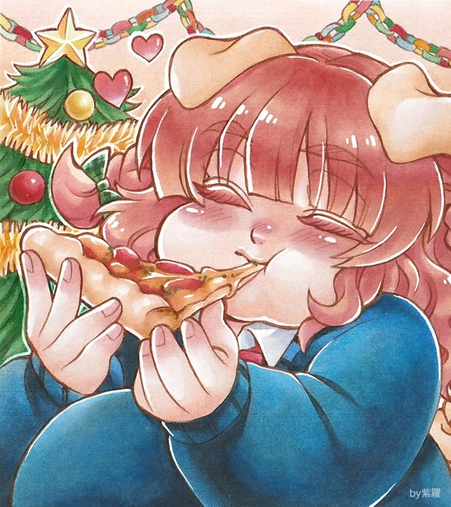 【創作】豚耳看板娘色紙【原画一点もの】