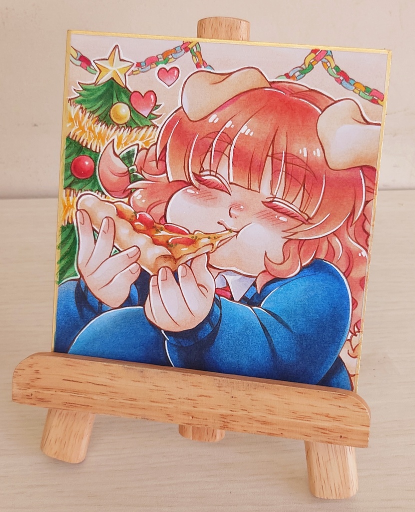 【創作】豚耳看板娘色紙【原画一点もの】