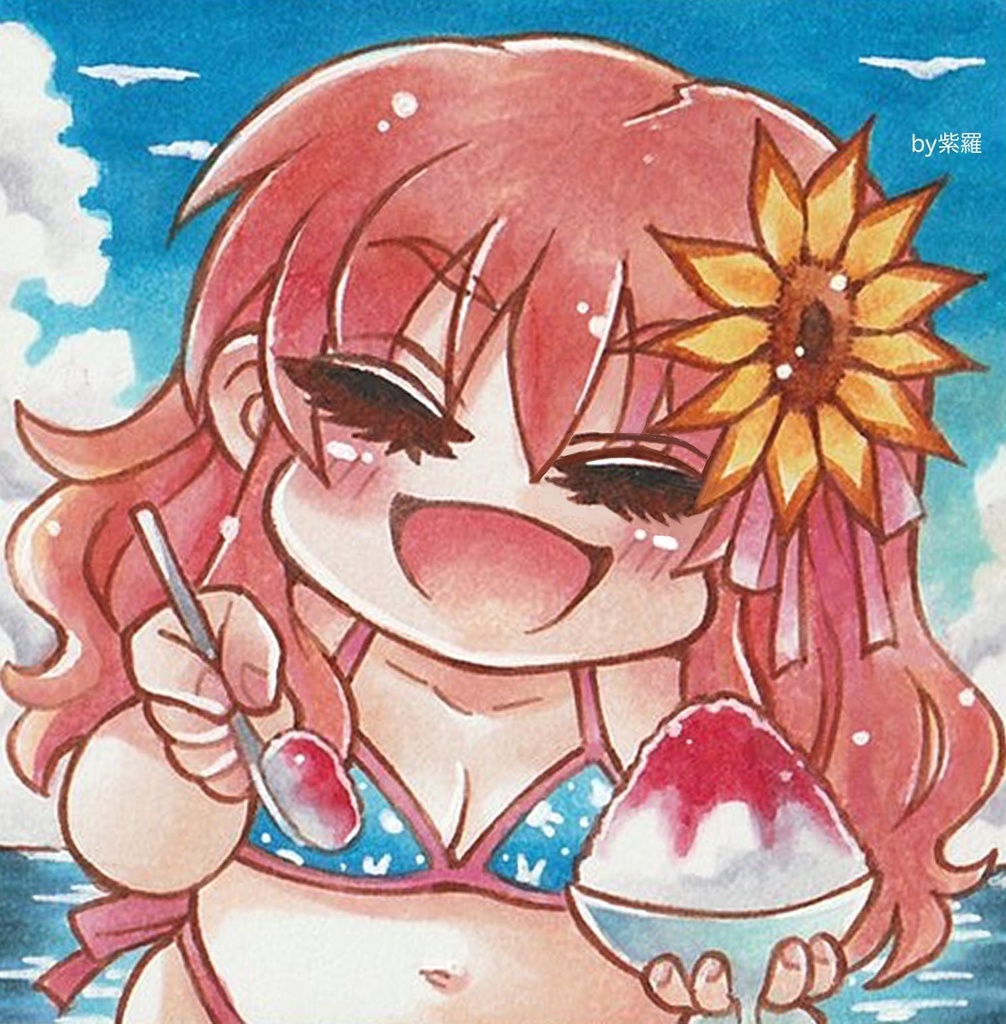 【創作】水着豆色紙【原画一点もの】