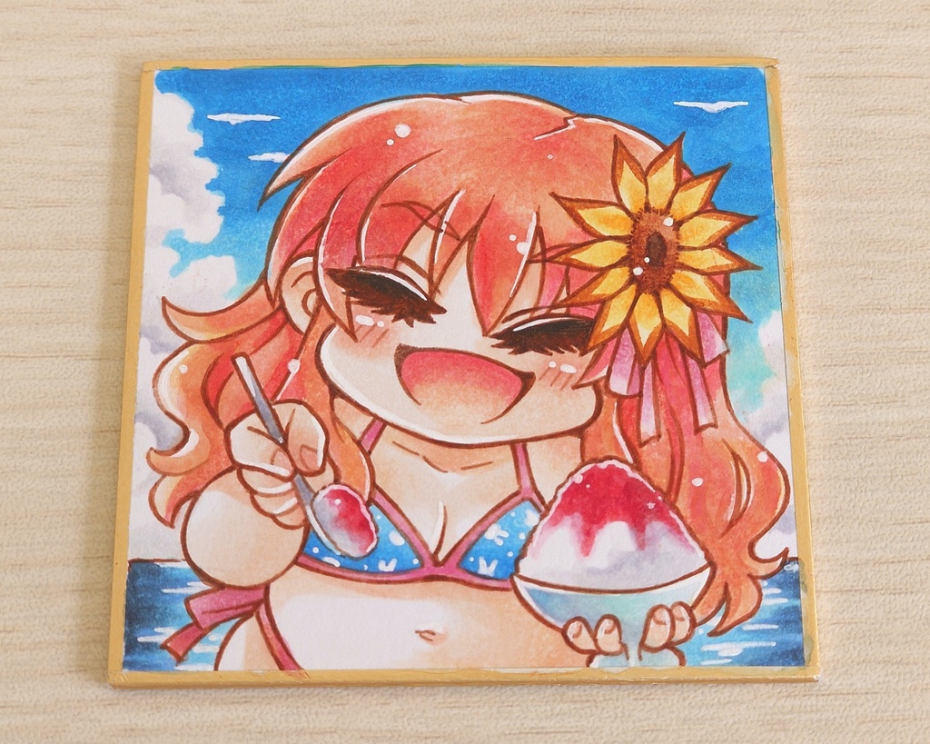 【創作】水着豆色紙【原画一点もの】