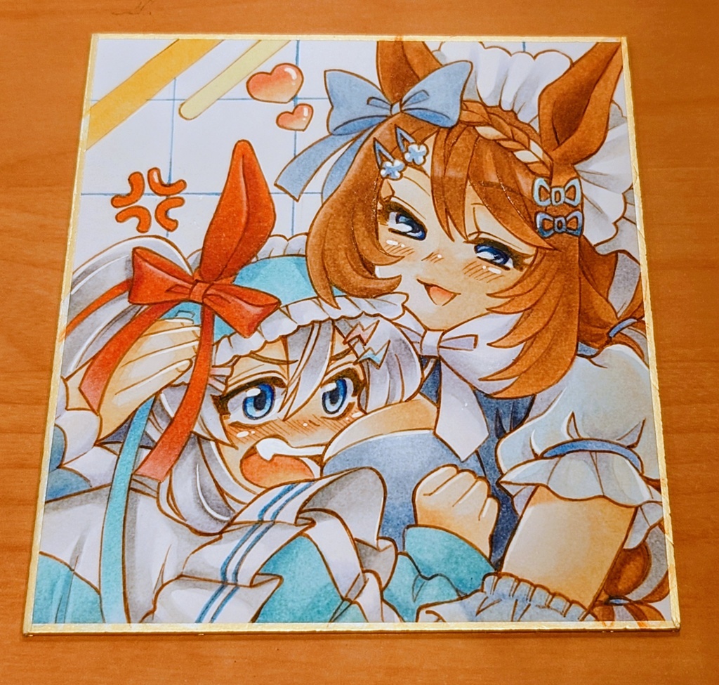 【ウマ娘】ジャージメイドタマモクロス&スーパークリーク色紙【原画1点もの】