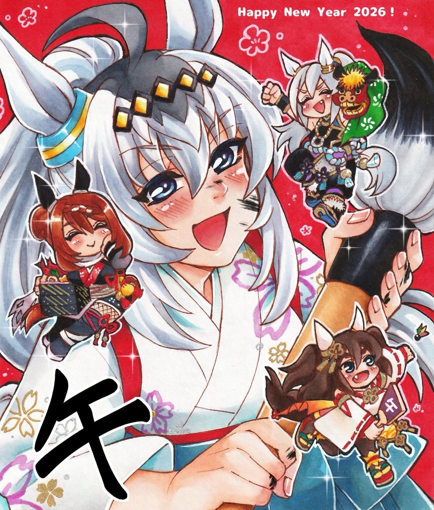 【ウマ娘】オグリキャップお正月色紙【原画1点もの】