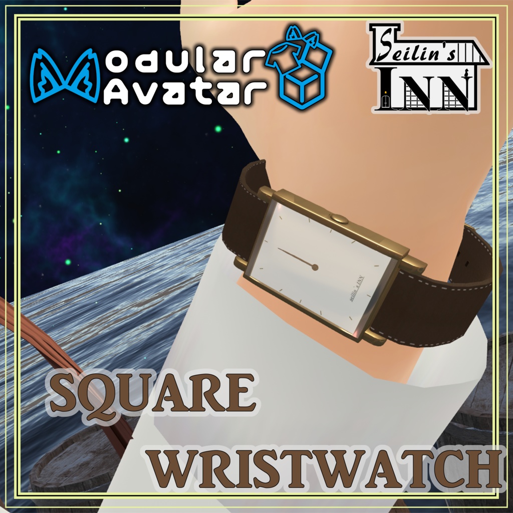  [OSC対応/ModurarAvatar対応]現実時間と同期！ Analog square wristwatch