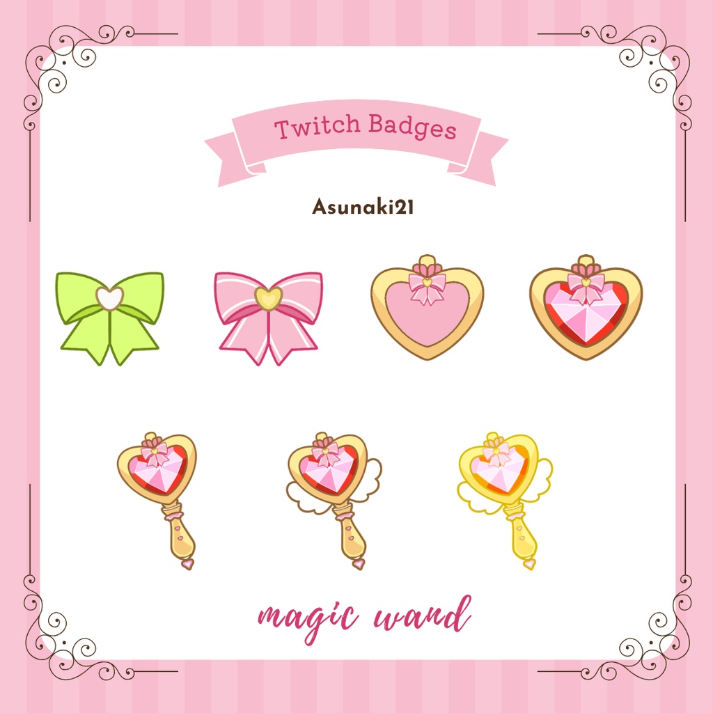 【サブスクバッジ】twitch・youtube 【magical wand】魔法少女のサブスクバッジ