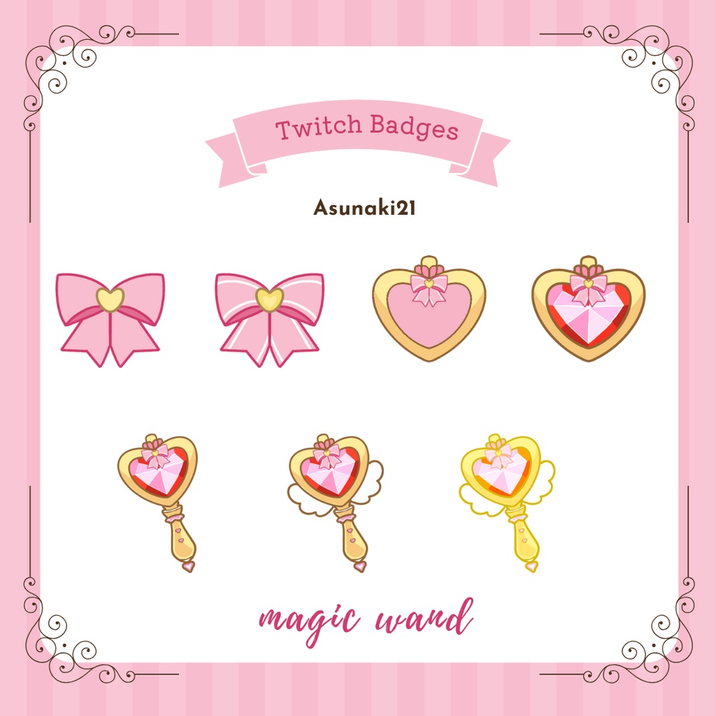 【サブスクバッジ】twitch・youtube 【magical wand】魔法少女のサブスクバッジ