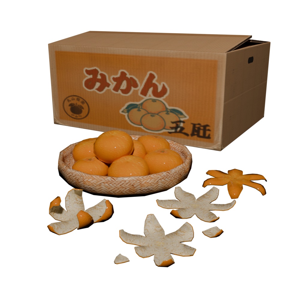 【昭和レトロ】みかんセット（みかん箱／みかん／果物籠）FBX 3点パック