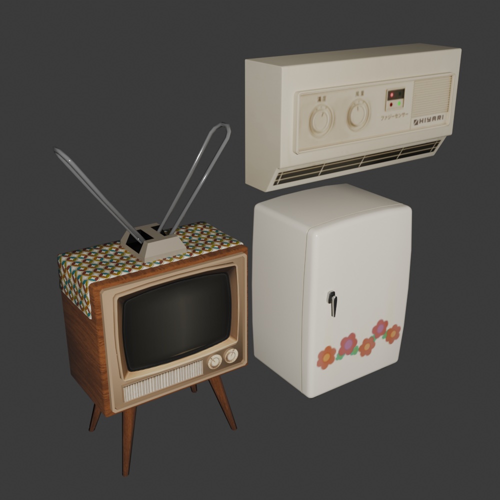 【昭和レトロ】家電セット(テレビ/冷蔵庫/エアコン)FBX3点パック