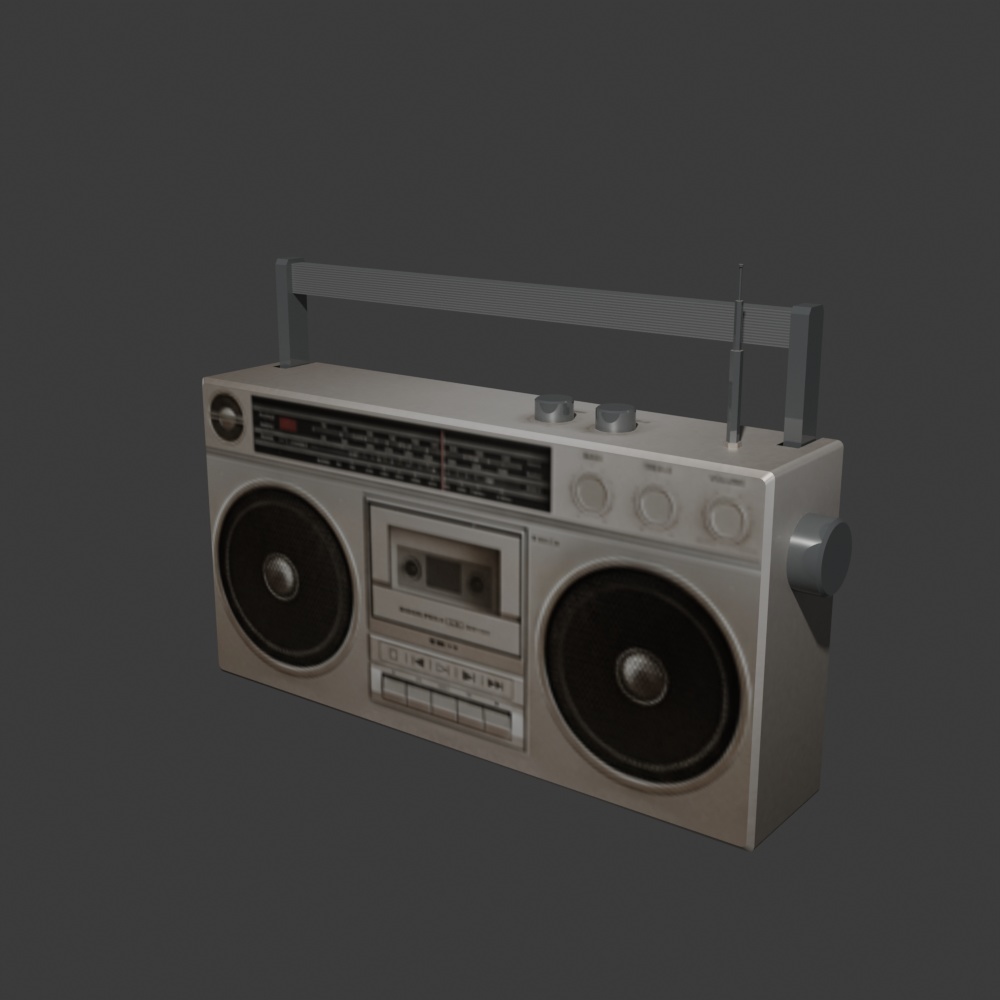 【昭和レトロ】机セット(机/スタンドライト/ラジカセ/座布団/ティッシュ/ゴミ箱)FBX6点セット