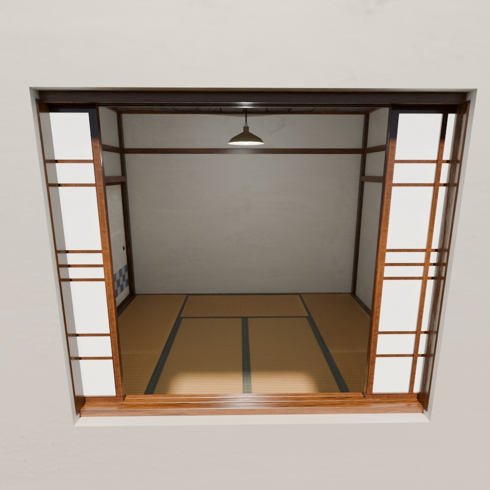 【昭和レトロ】和室モデルと小物FBX4点の和室基本セット