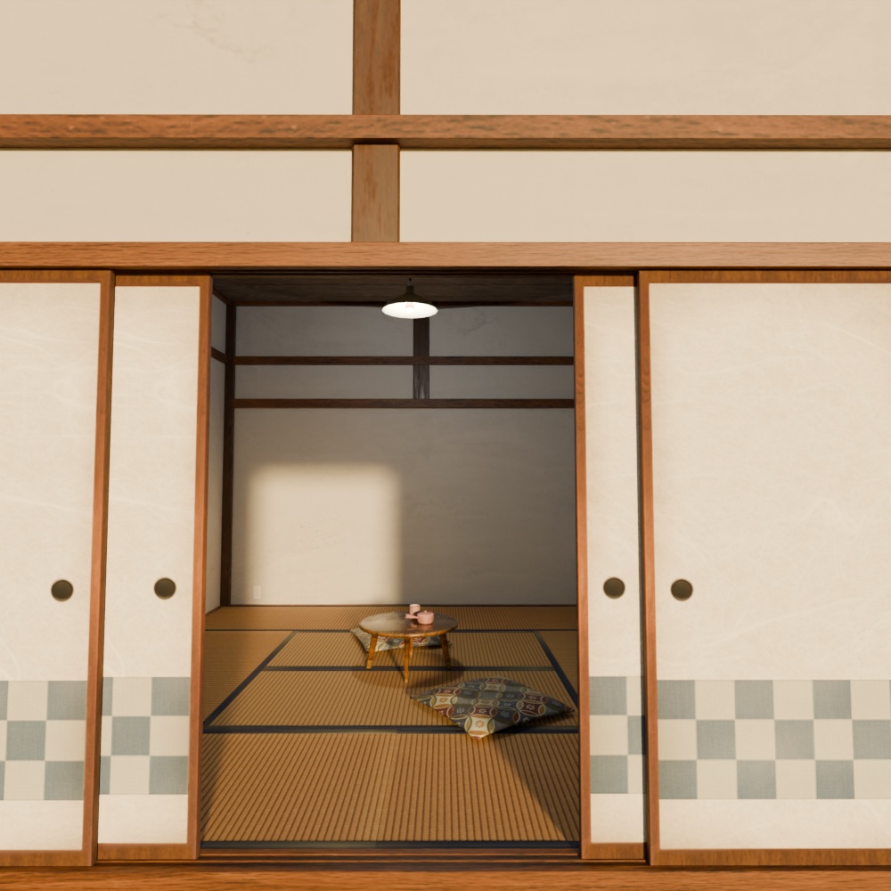 【昭和レトロ】和室モデルと小物FBX4点の和室基本セット