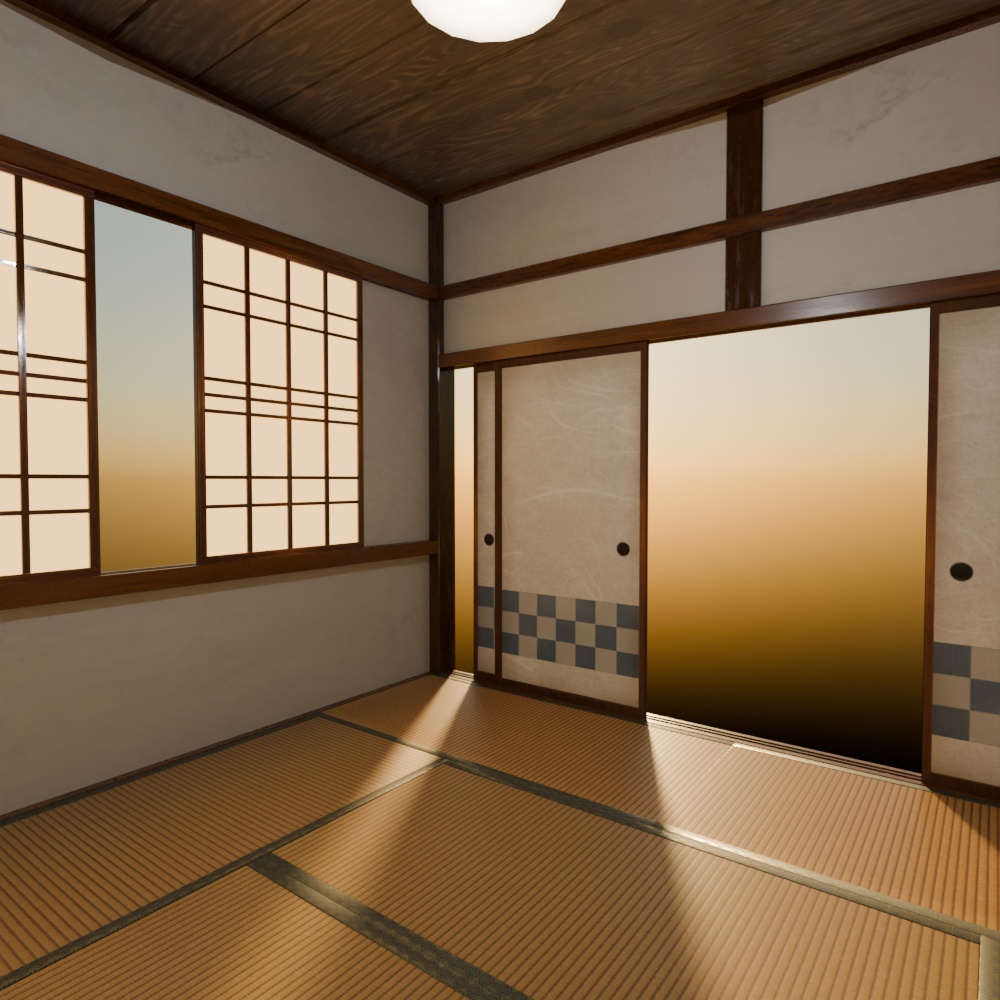 【昭和レトロ】和室モデルと小物FBX4点の和室基本セット