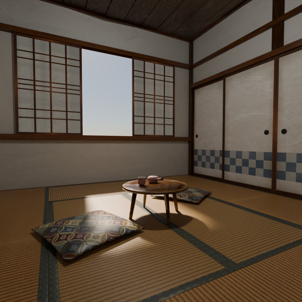 【昭和レトロ】和室モデルと小物FBX4点の和室基本セット