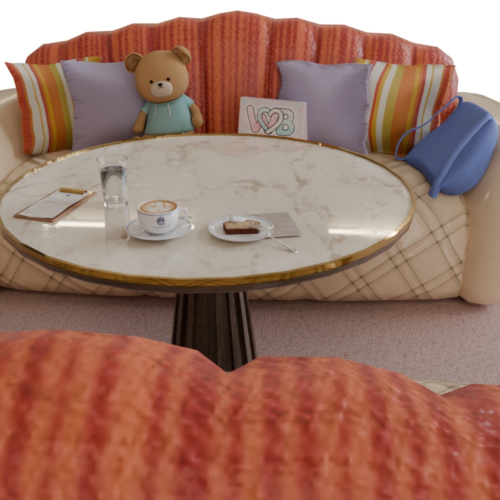 クマとカフェ|対面カフェ小物セット(FBX、Blender)