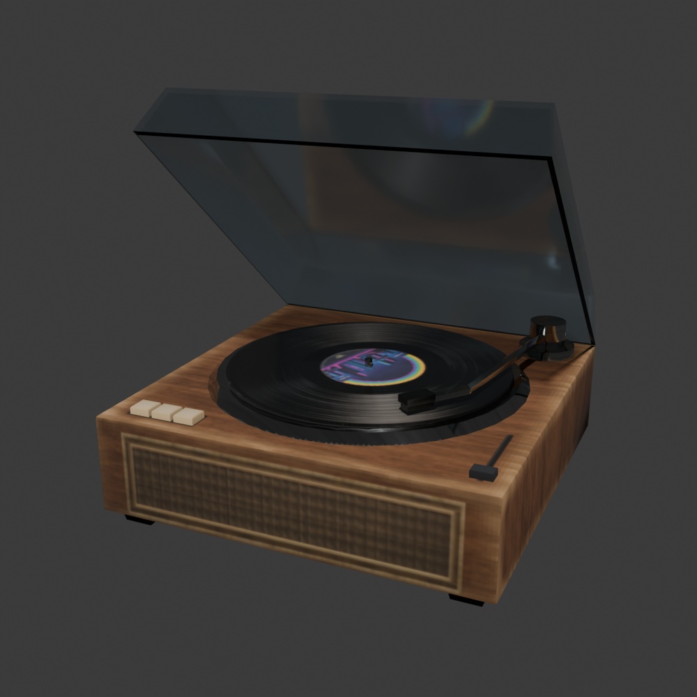 【昭和レトロ】レコードプレーヤーとジャケットセット(FBX、Blender)