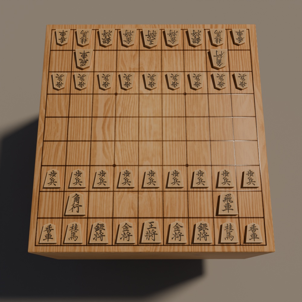 【昭和レトロ】将棋と扇子セット(FBX、Blender)