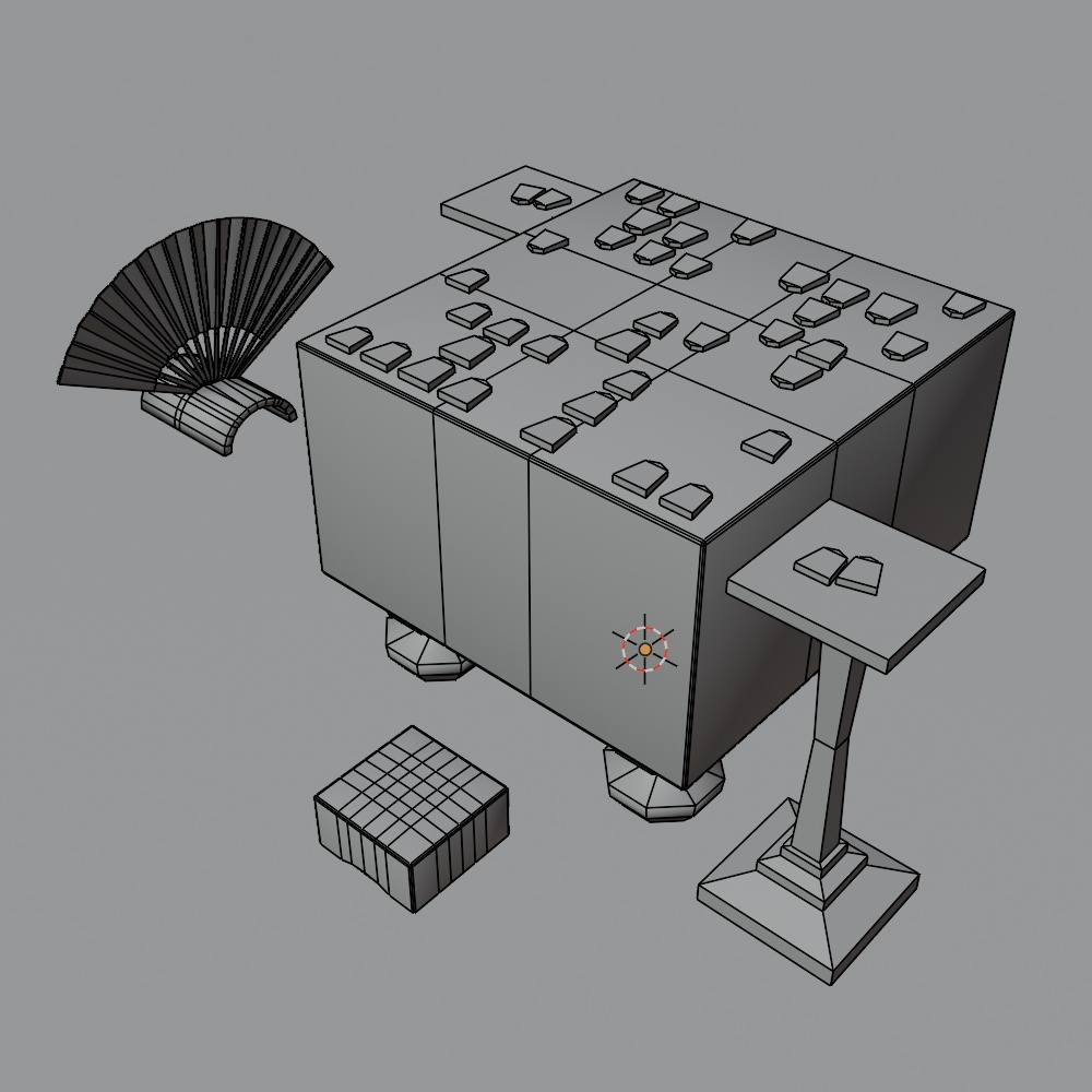 【昭和レトロ】将棋と扇子セット(FBX、Blender)