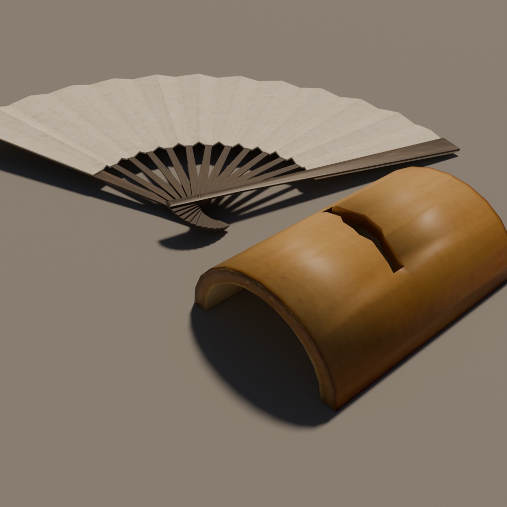【昭和レトロ】将棋と扇子セット(FBX、Blender)