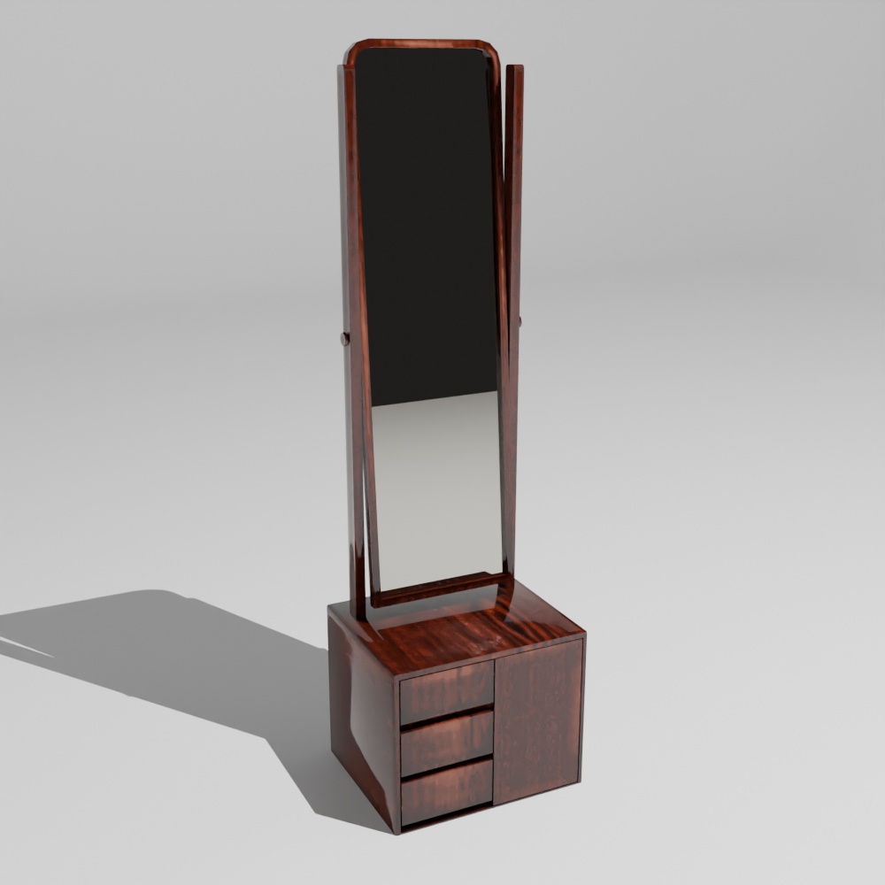 【昭和レトロ】鏡台・衣装かけ・レトロシャツセット(FBX / Blender)