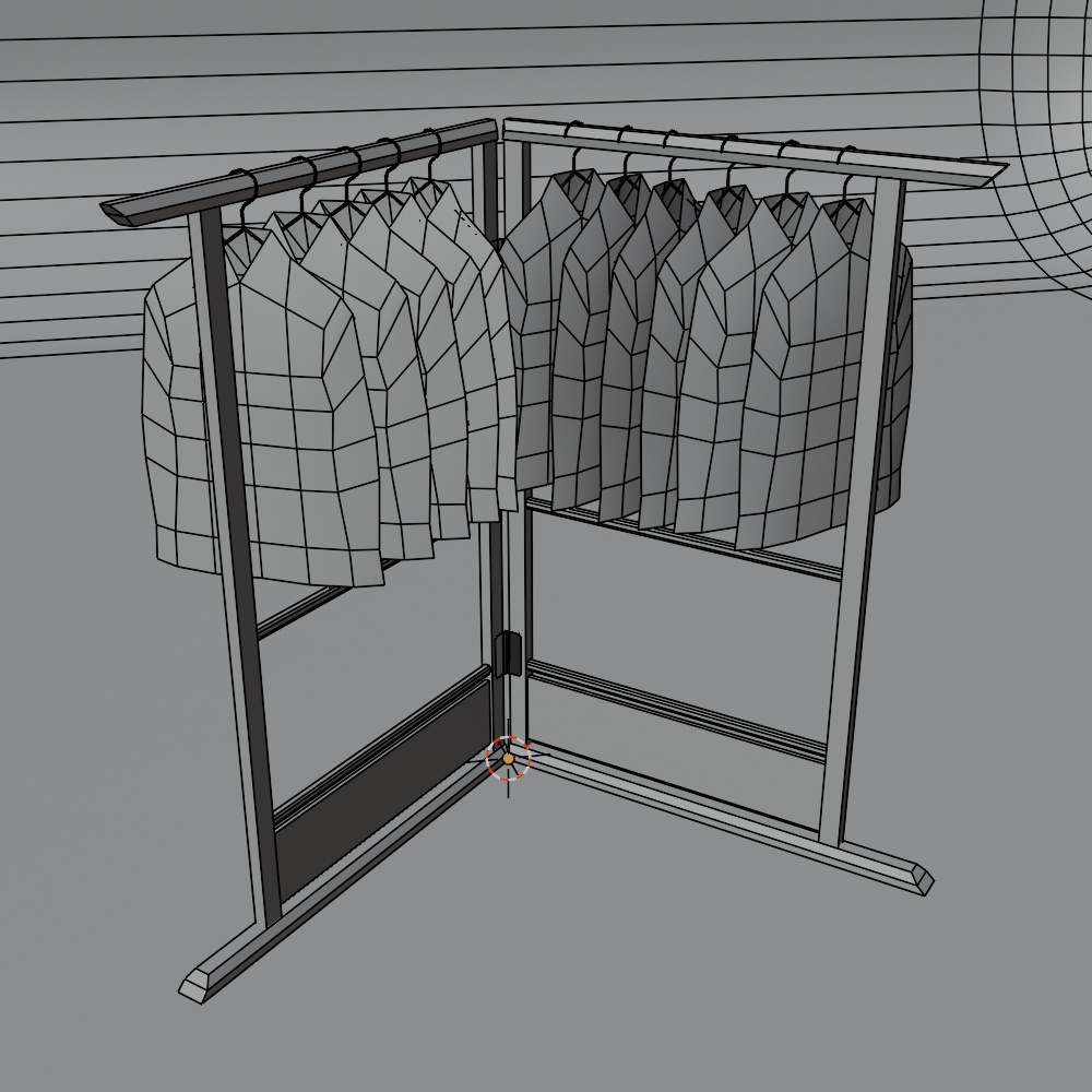 【昭和レトロ】鏡台・衣装かけ・レトロシャツセット(FBX / Blender)