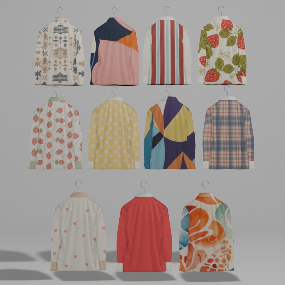 【昭和レトロ】鏡台・衣装かけ・レトロシャツセット(FBX / Blender)