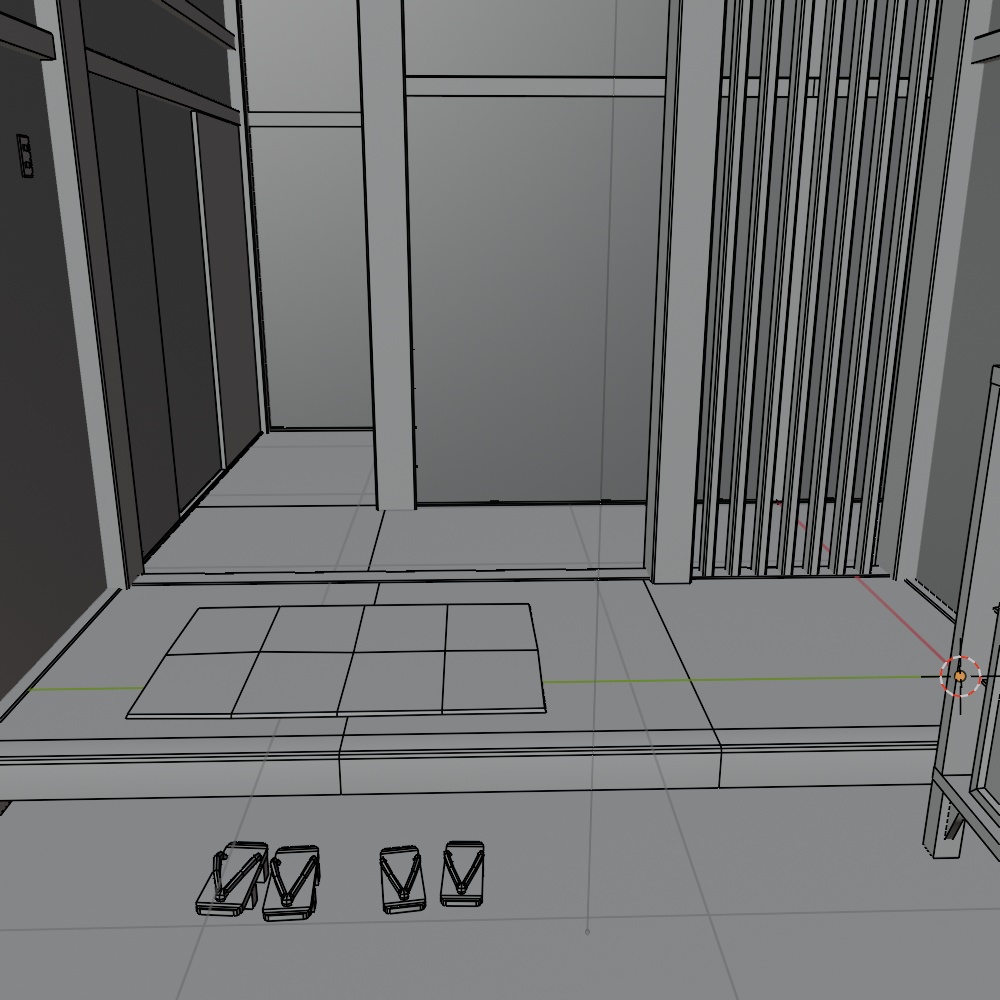 【昭和レトロ】玄関+8畳間(FBX / Blender)