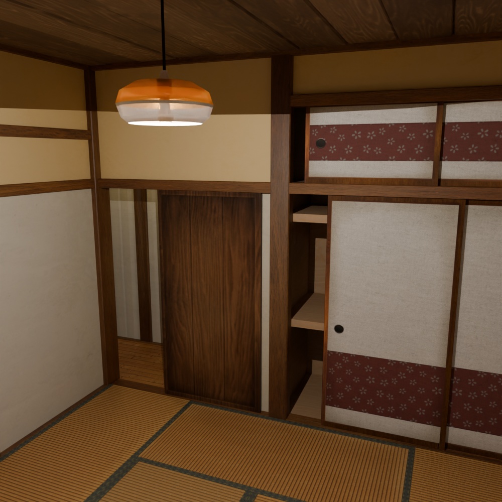 【昭和レトロ】玄関+8畳間(FBX / Blender)