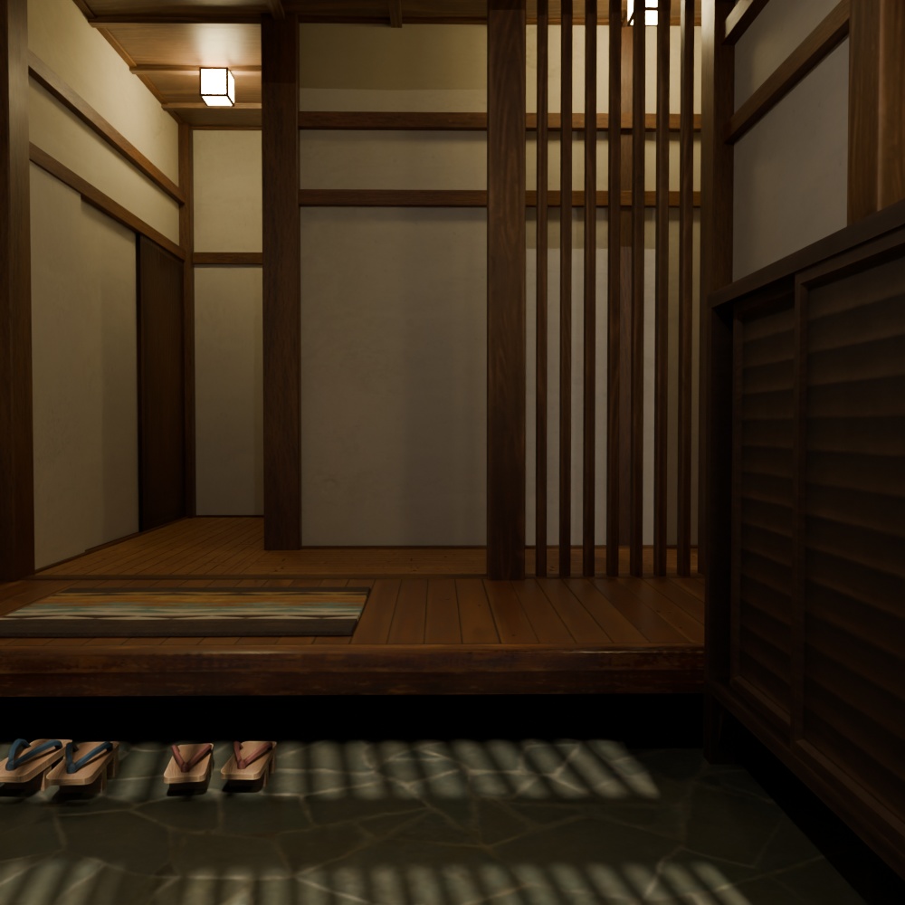 【昭和レトロ】玄関+8畳間(FBX / Blender)