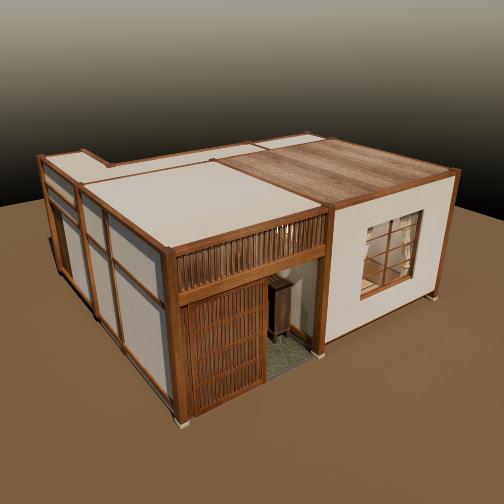 【昭和レトロ】玄関+8畳間(FBX / Blender)