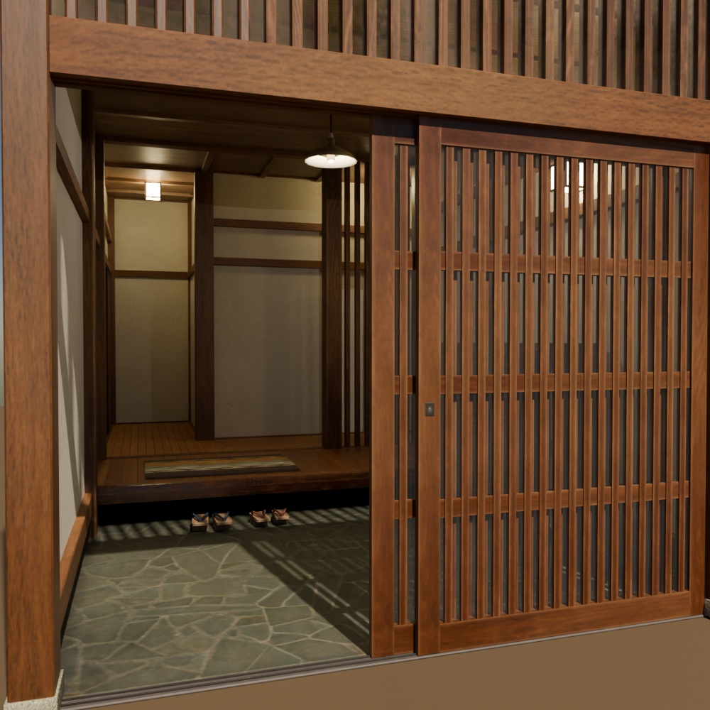 【昭和レトロ】玄関＋８畳間(FBX / Blender)