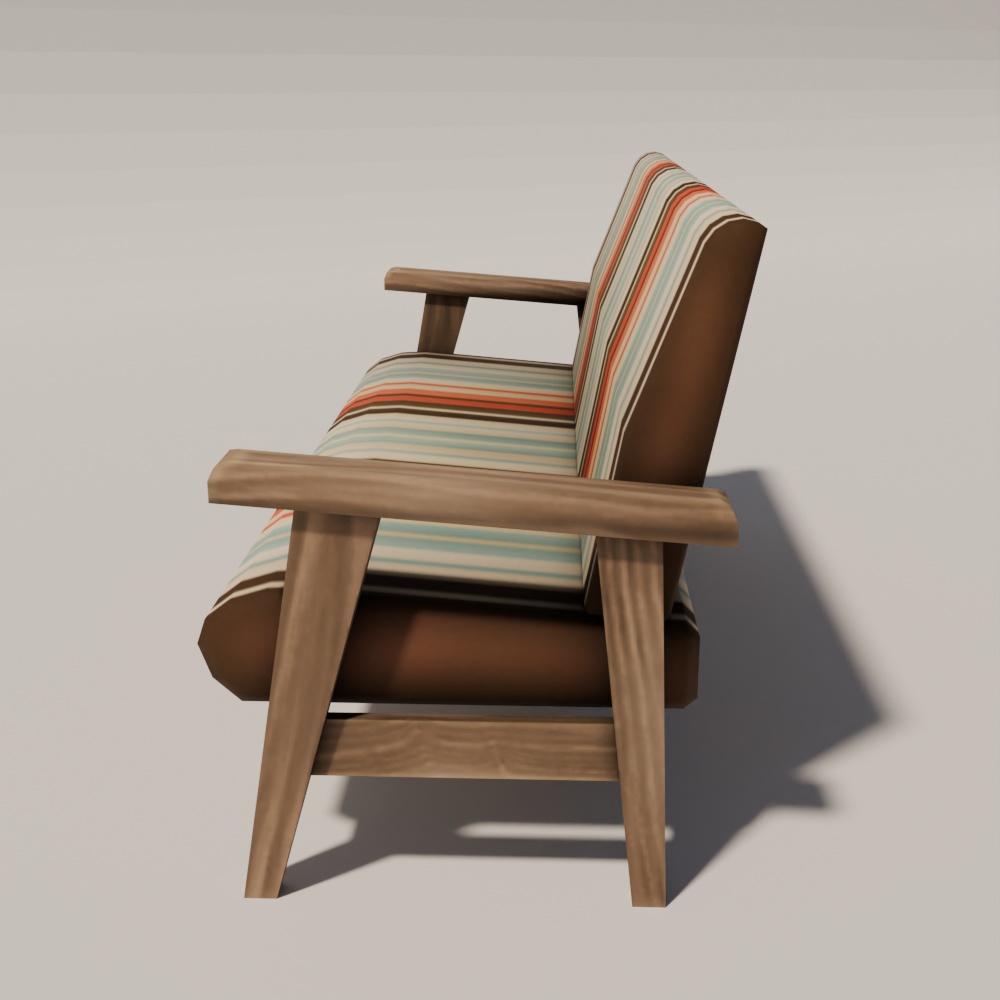 【昭和レトロ】ソファ・テーブル・ラグマットセット(FBX / Blender)