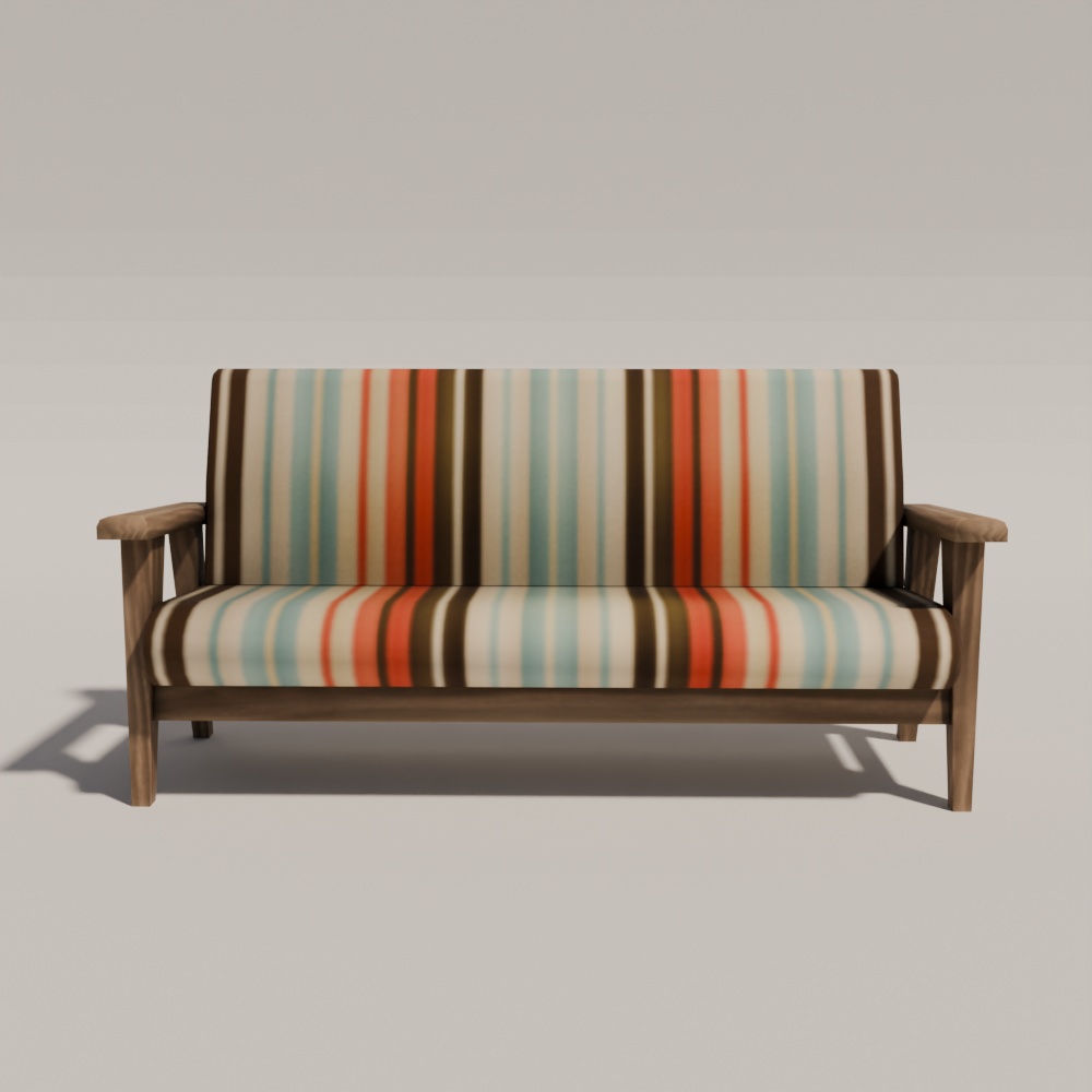 【昭和レトロ】ソファ・テーブル・ラグマットセット(FBX / Blender)