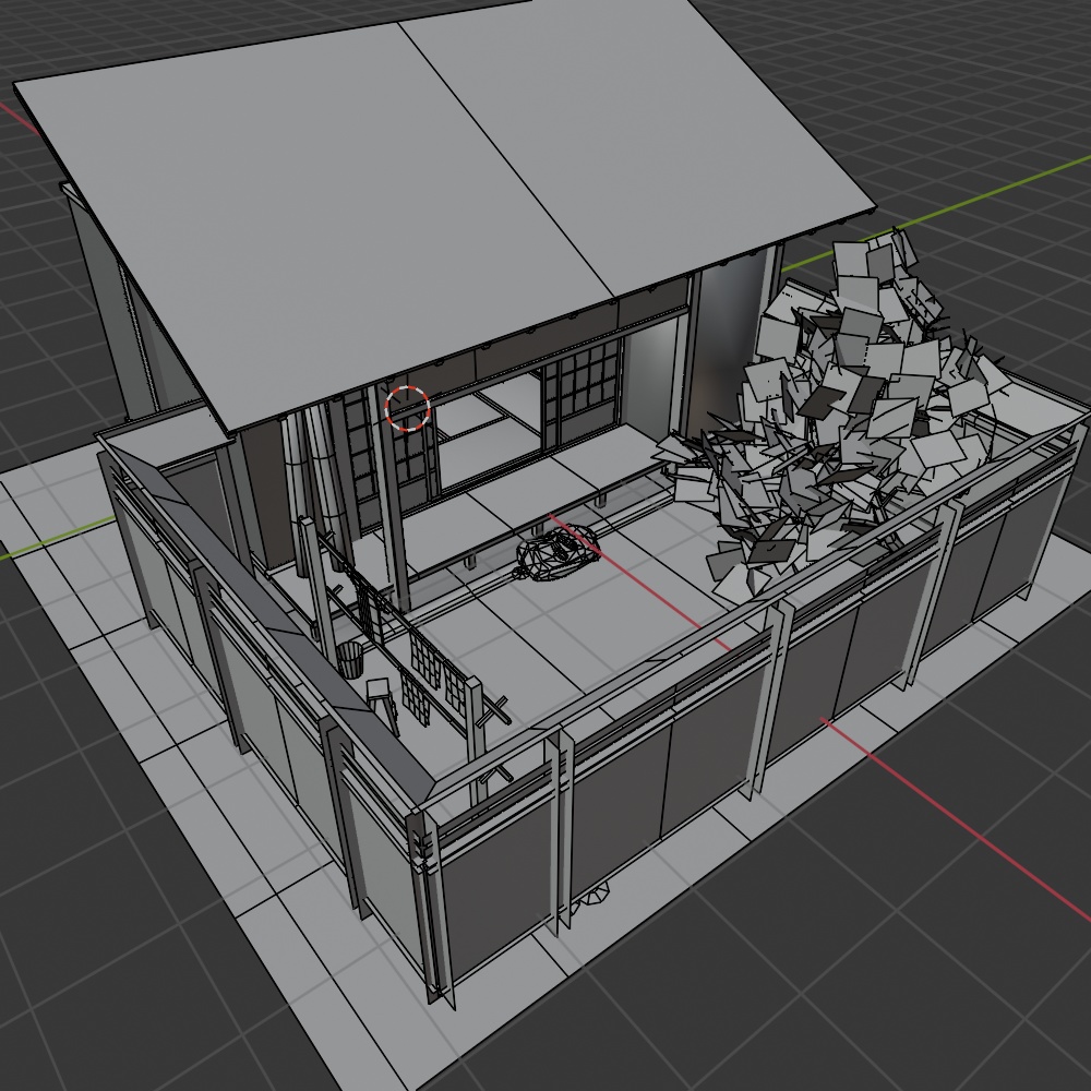 【昭和レトロ】庭付き縁側+床の間(FBX / Blender)