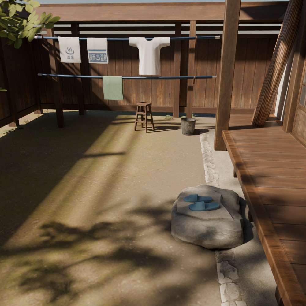 【昭和レトロ】庭付き縁側+床の間(FBX / Blender)