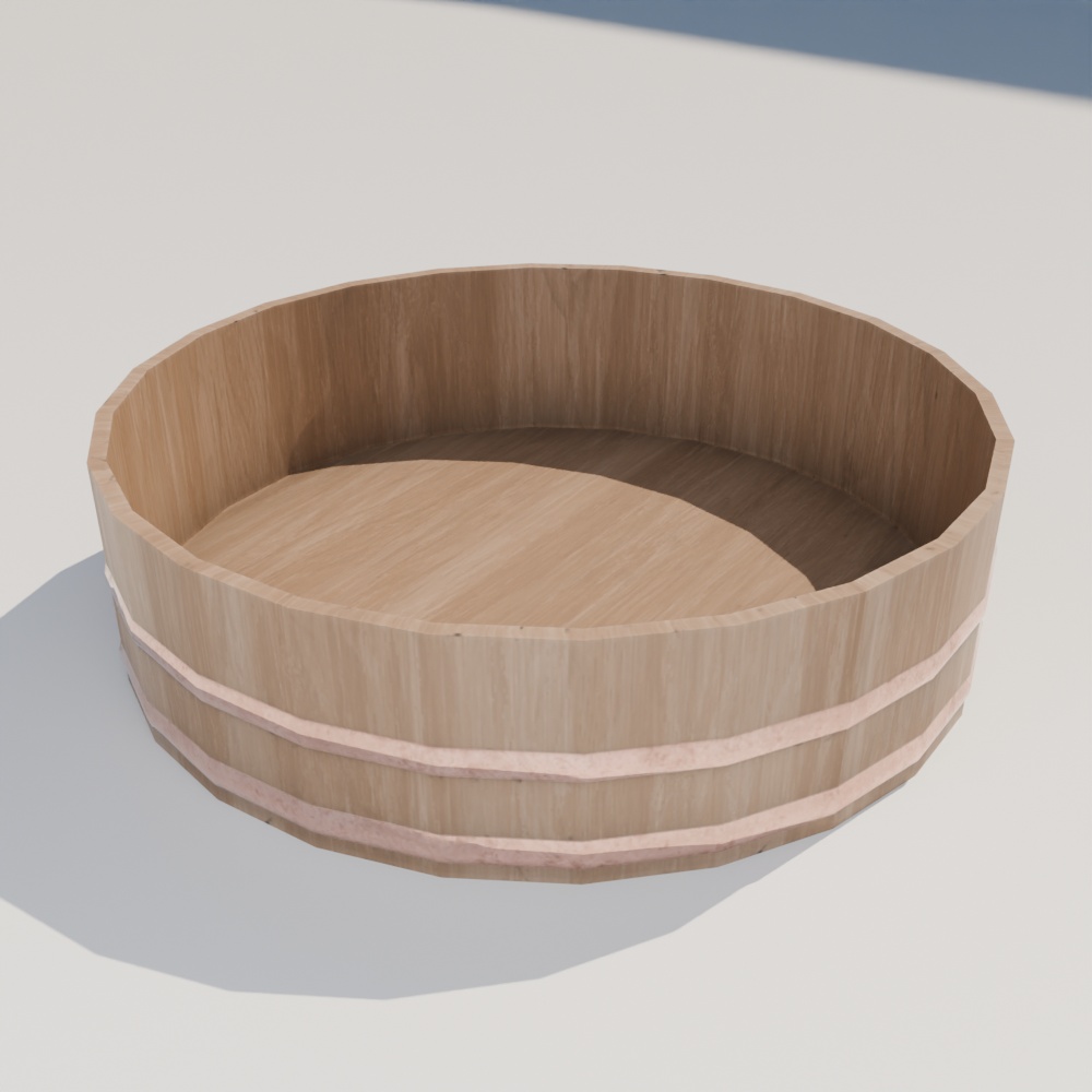 【昭和レトロ】大玉スイカ・桶・カットスイカのセット(FBX / Blender)