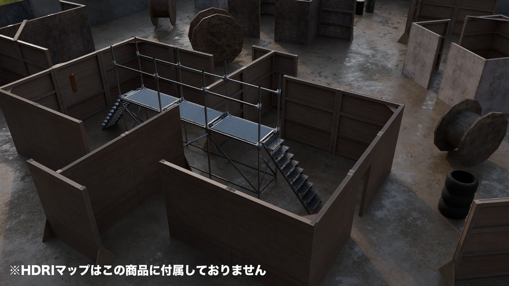 【サバゲー】サバイバルゲームフィールド作成アセット(FBX / Blender)