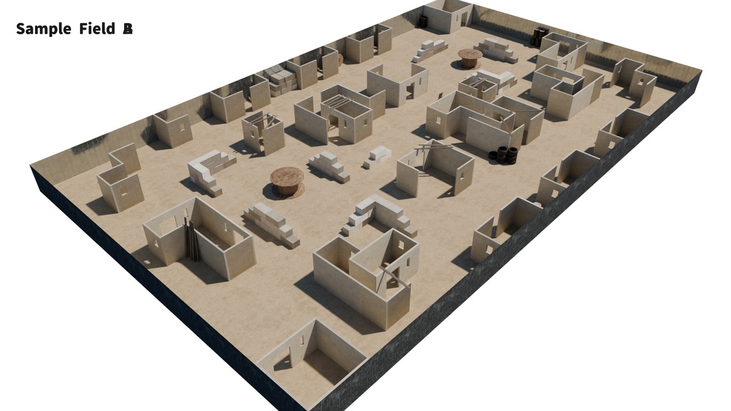 【サバゲー】サバイバルゲームフィールド作成アセット(FBX / Blender)