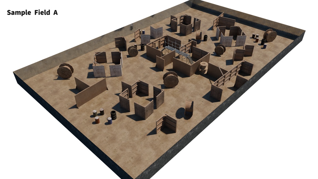 【サバゲー】サバイバルゲームフィールド作成アセット(FBX / Blender)